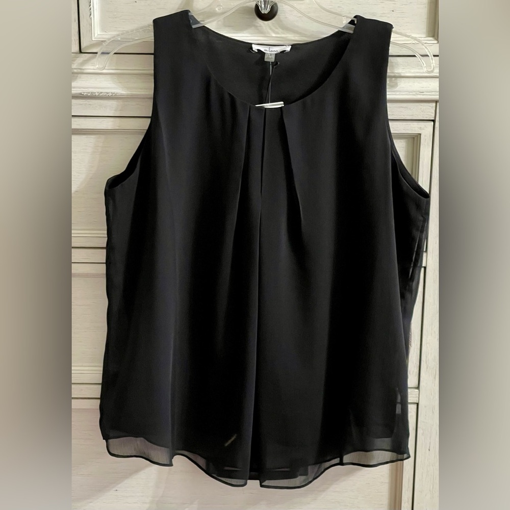 NWT Milano Black Sleeveless Top - 13477-Y100 Woven Top Size M 100% Polyester